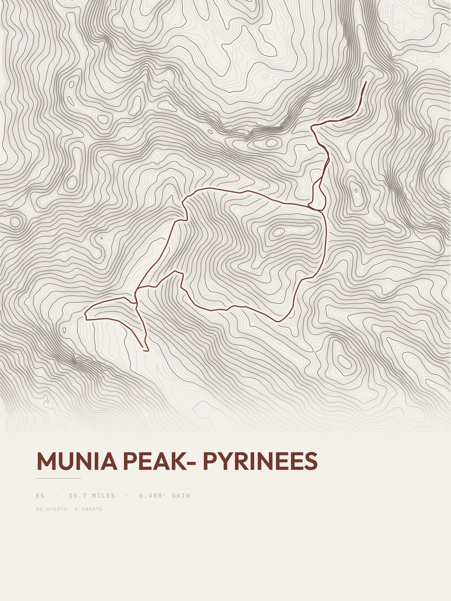 Munia Peak topographic trail print