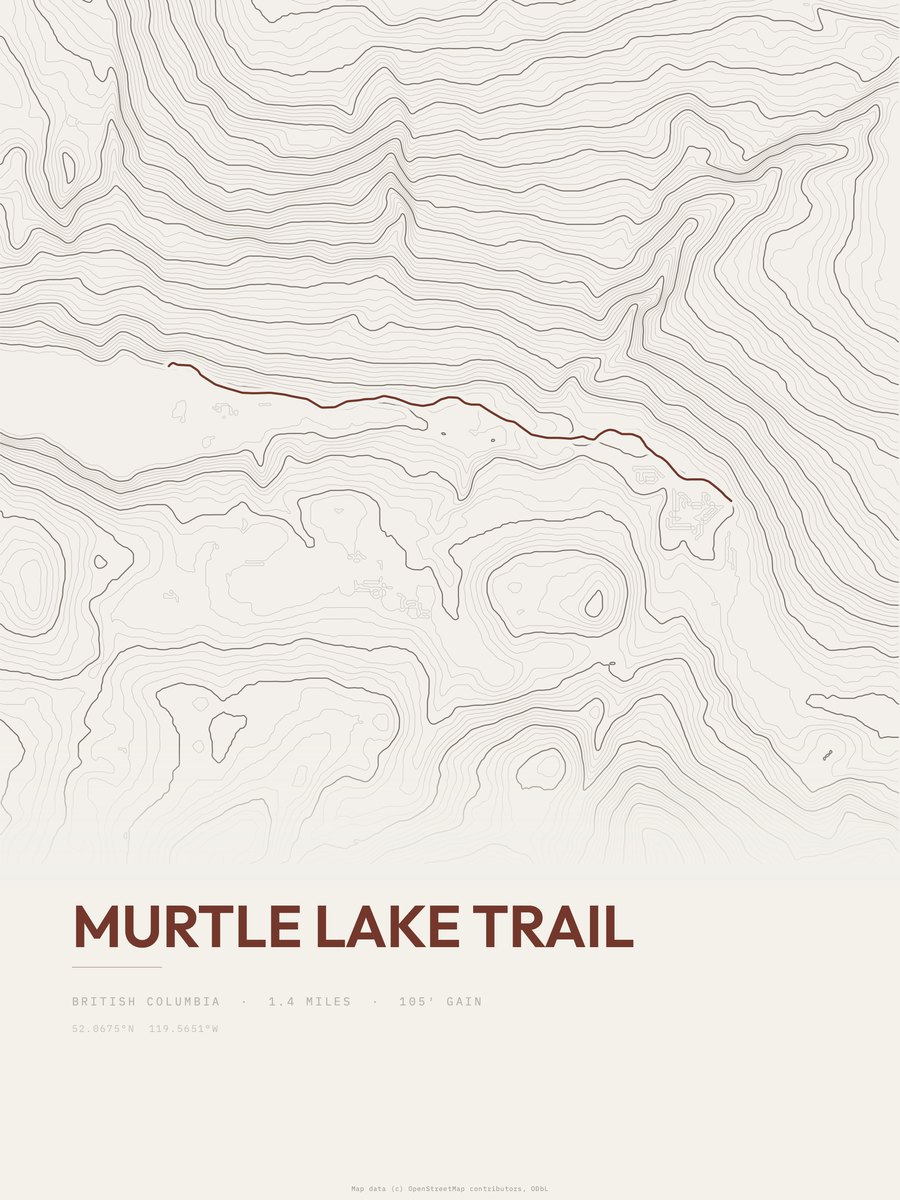 Murtle Lake Trail topographic trail print