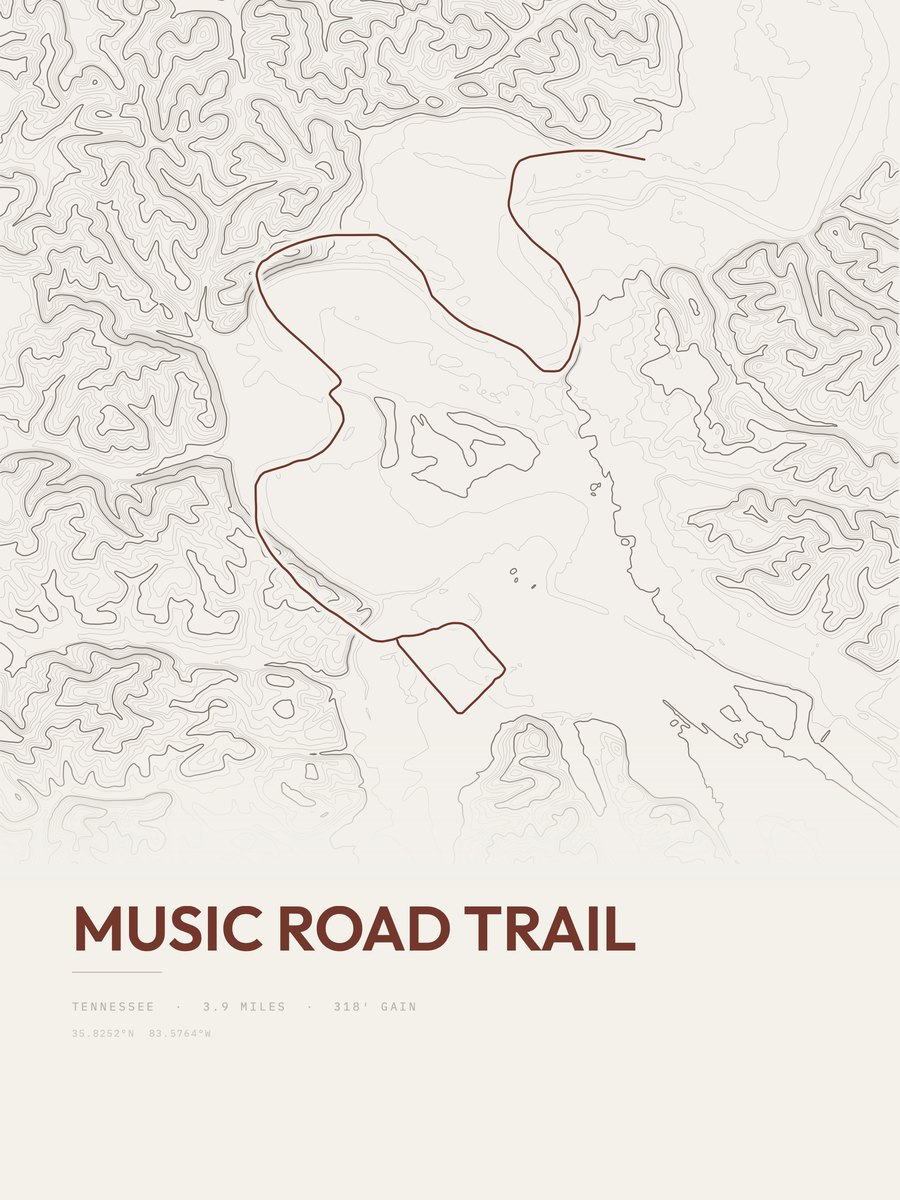 Music Road Trail topographic trail print
