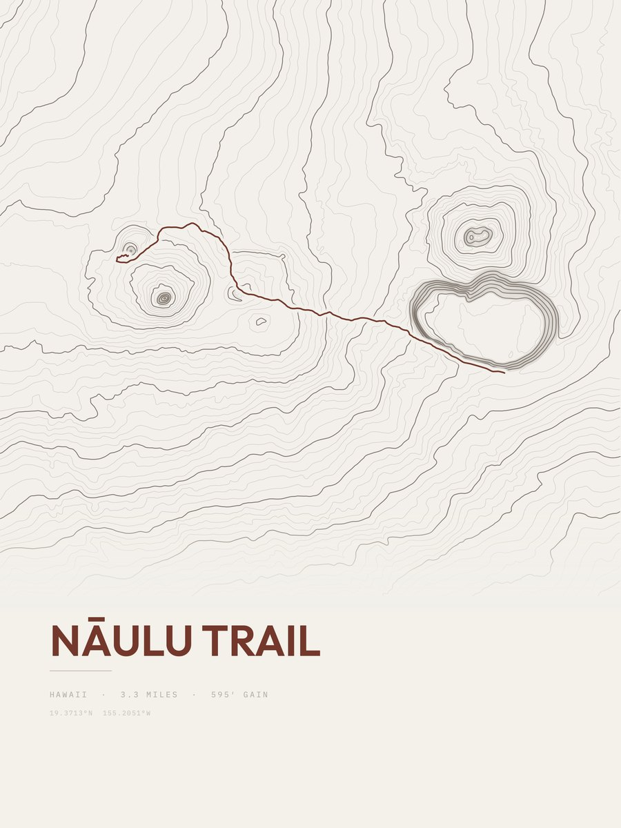 Nāulu Trail Topographic print