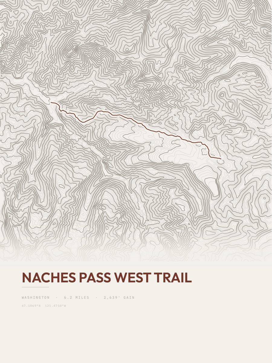 Naches Pass West Trail Topographic print