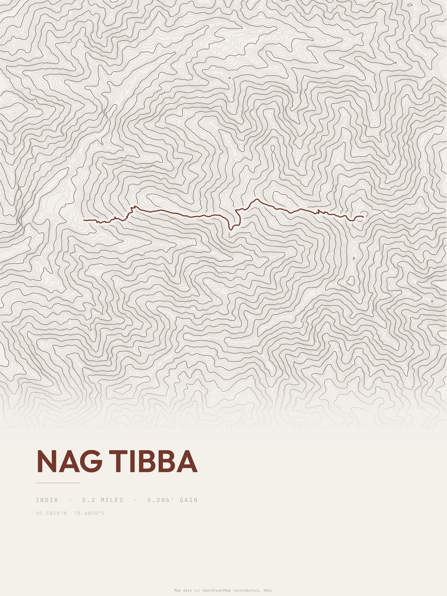 Nag Tibba Topographic print