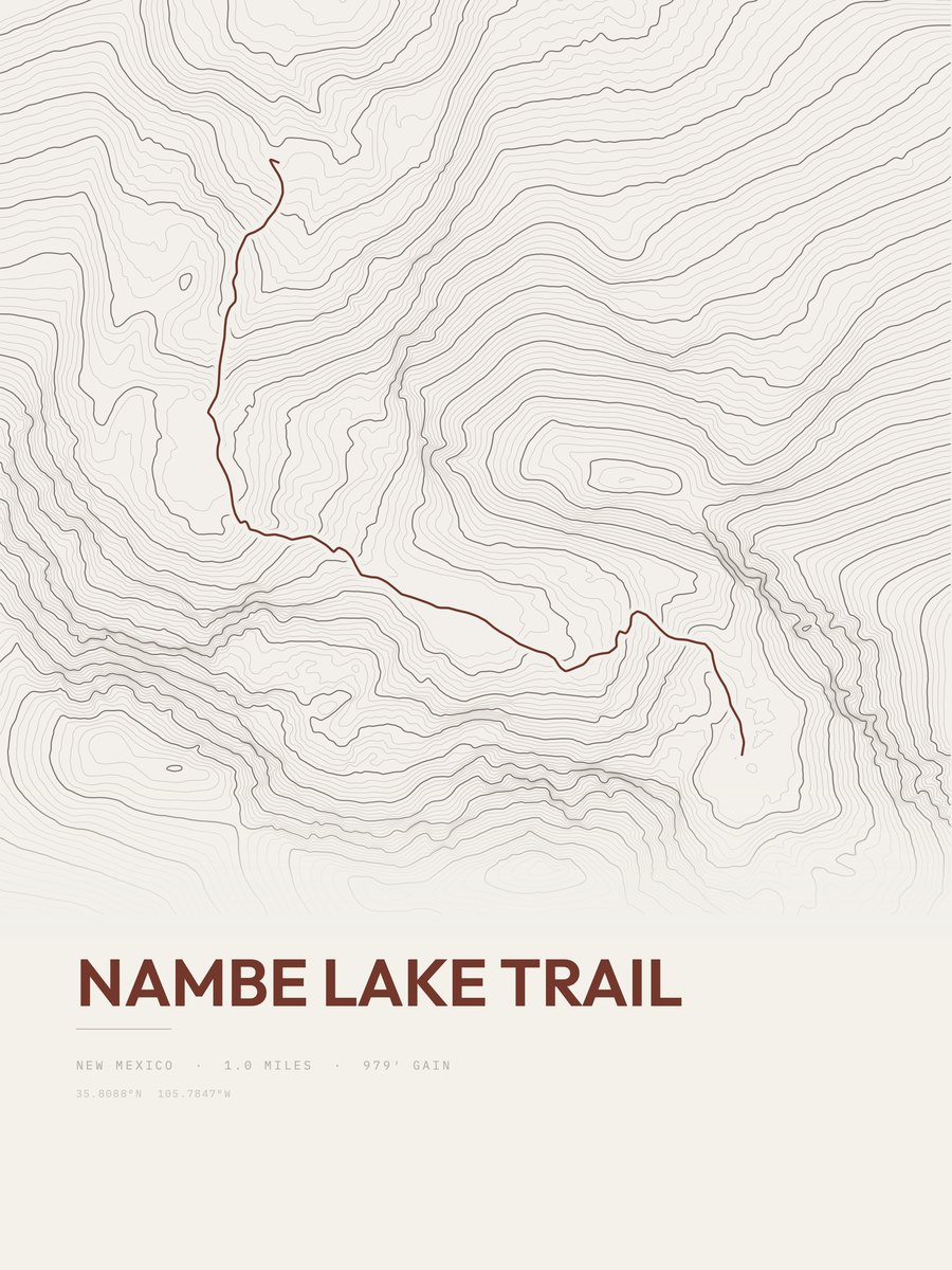 Nambe Lake Trail Topographic print