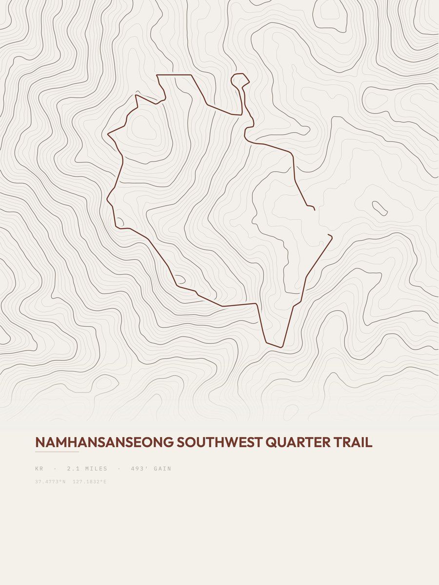 Namhansanseong topographic trail print