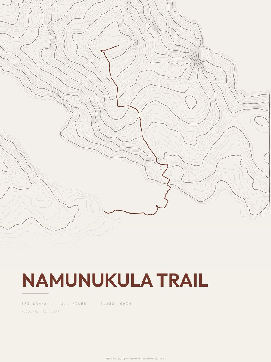 Namunukula Trail Topographic print