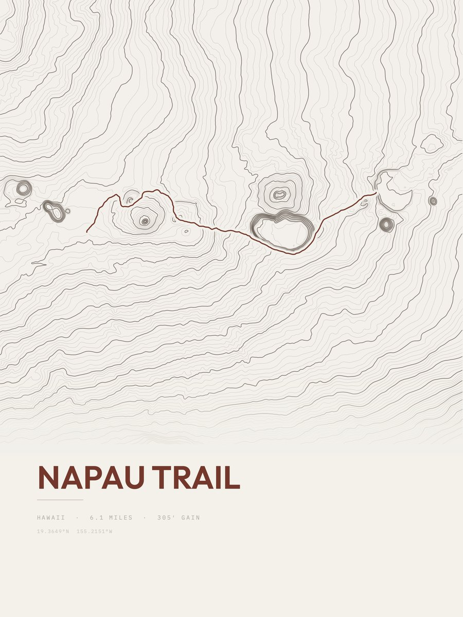 Napau Trail topographic trail print