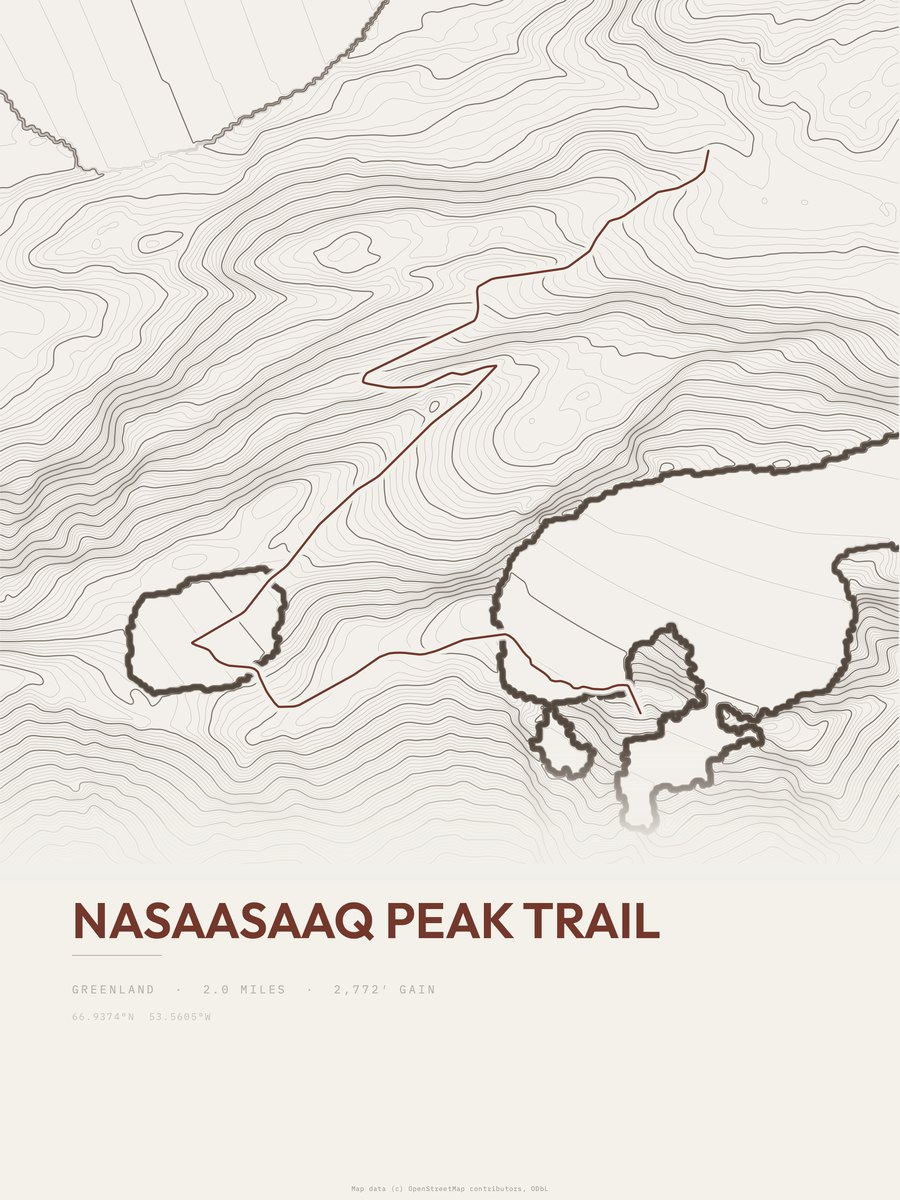 Nasaasaaq Peak Trail Topographic print