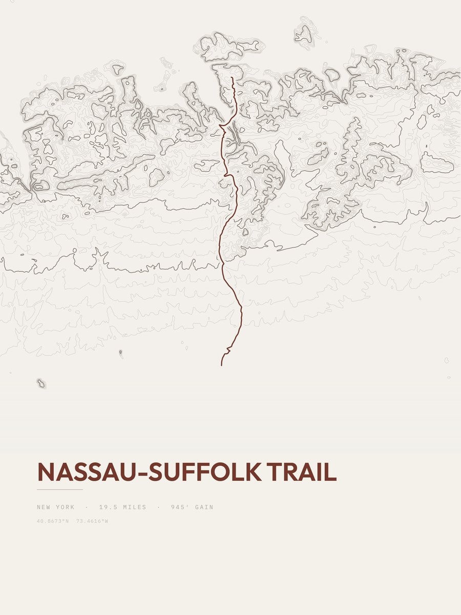 Nassau-Suffolk Trail Topographic print