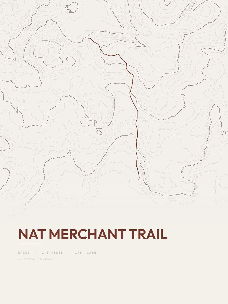 Nat Merchant Trail topographic trail print