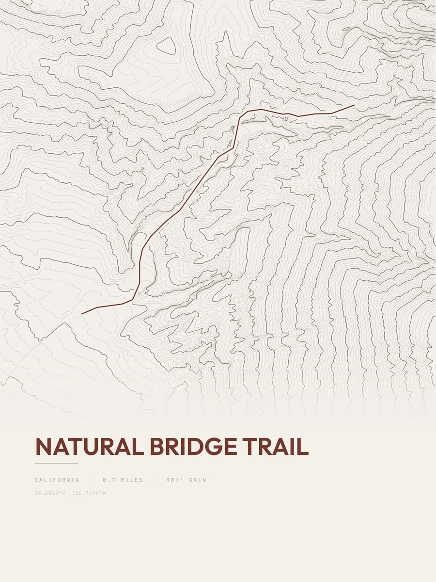 Natural Bridge Trail topographic trail print