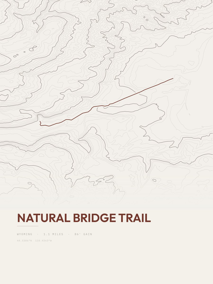 Natural Bridge Trail topographic trail print