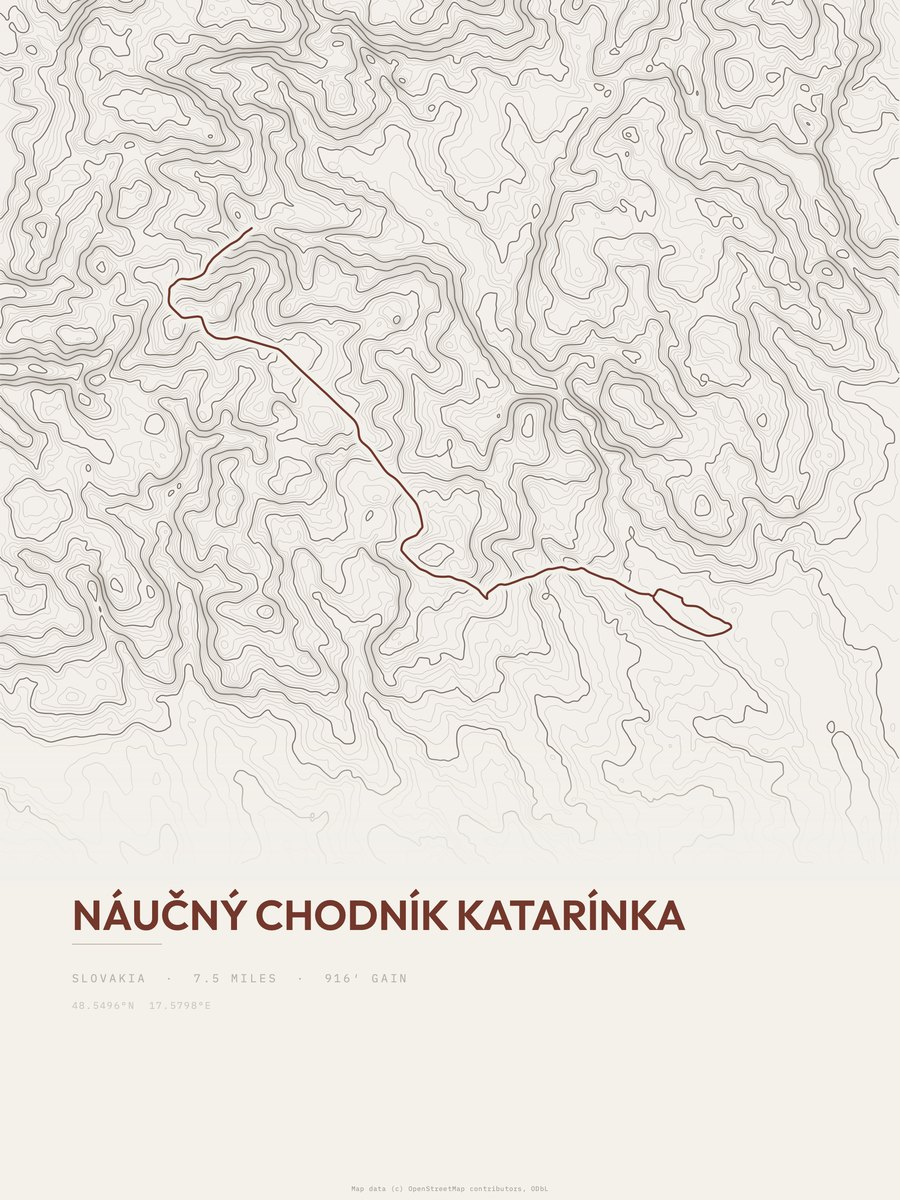 Náučný chodník Katarínka topographic trail print