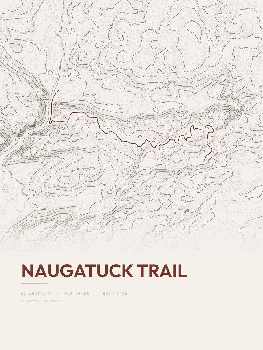 Naugatuck Trail topographic trail print