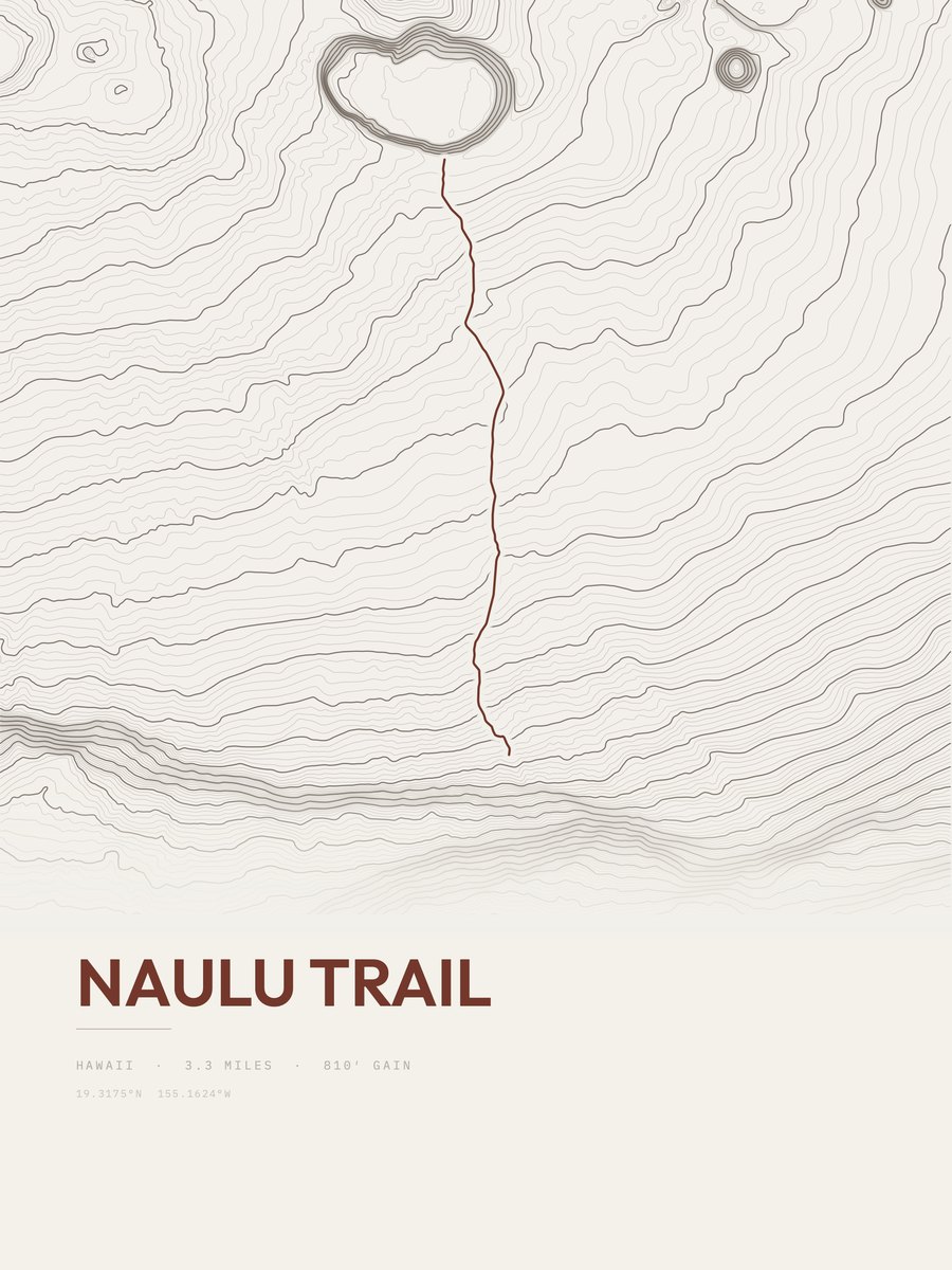 Naulu Trail topographic trail print
