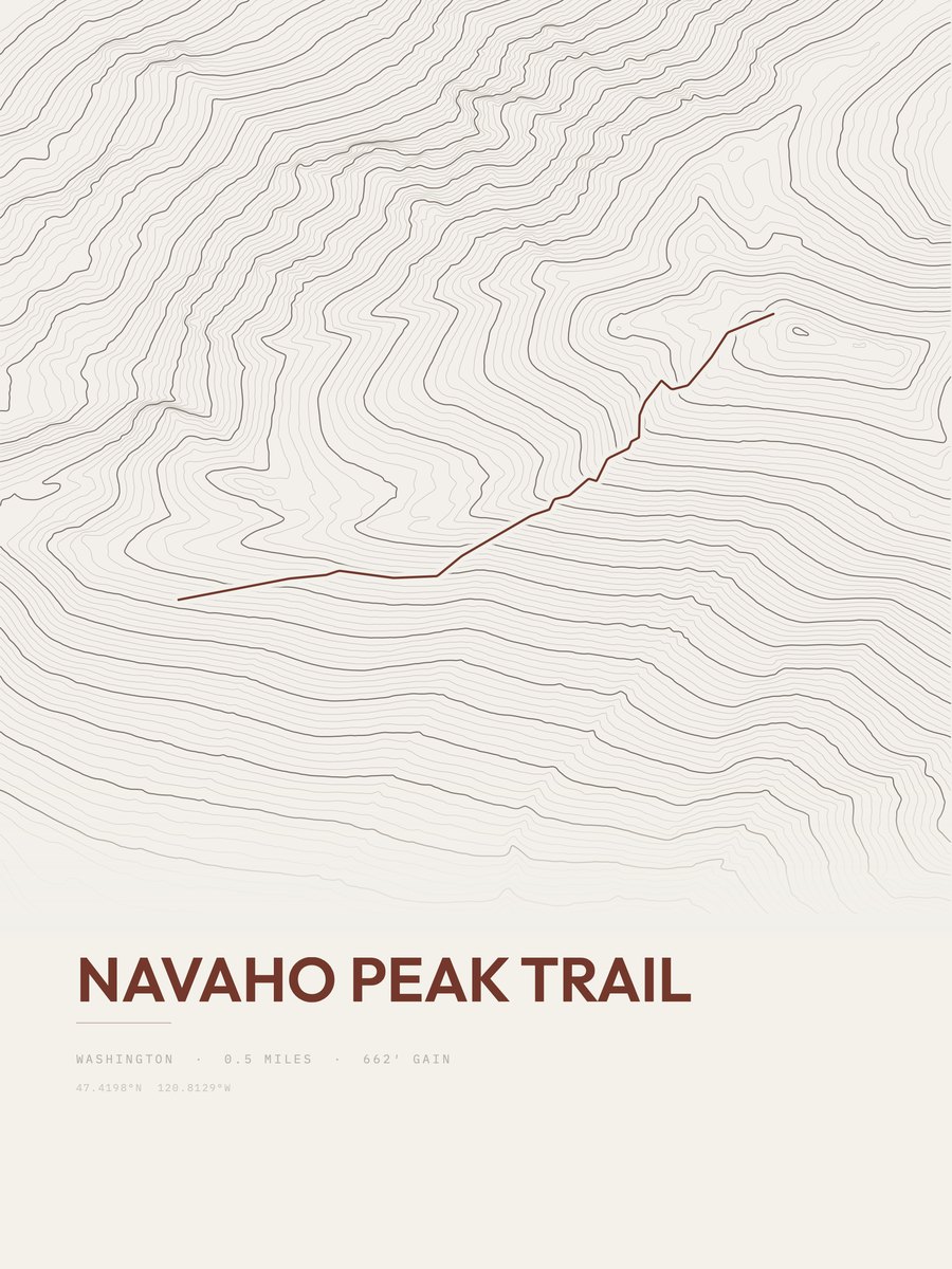 Navaho Peak Trail topographic trail print