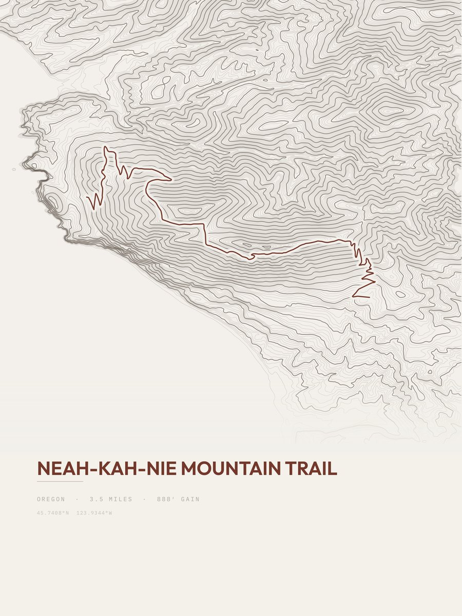 Neah-Kah-Nie Mountain Trail Topographic print