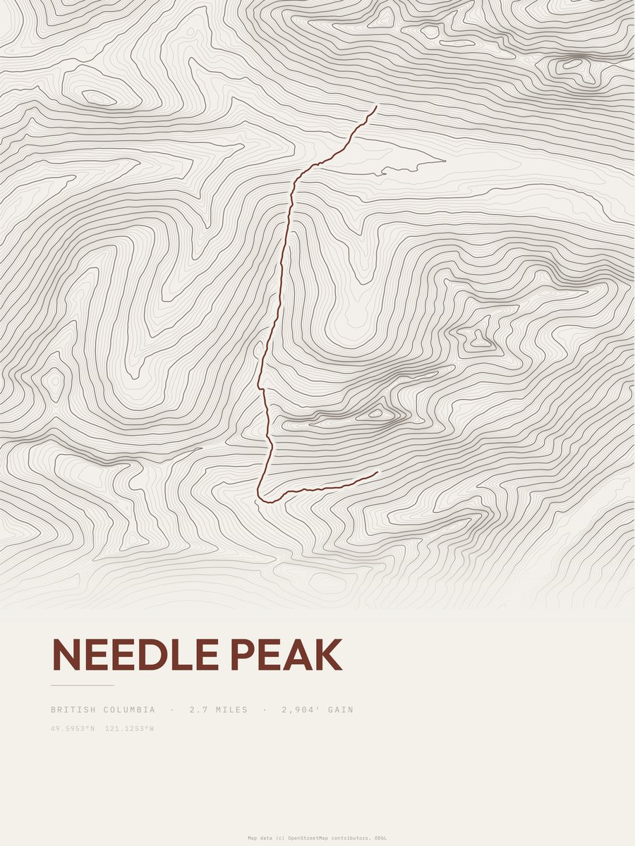Needle Peak Topographic print