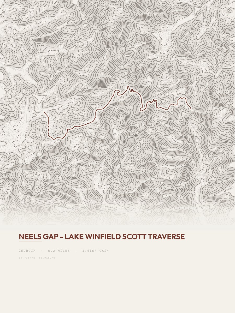 Neels Gap to Lake Winfield Scott Topographic print