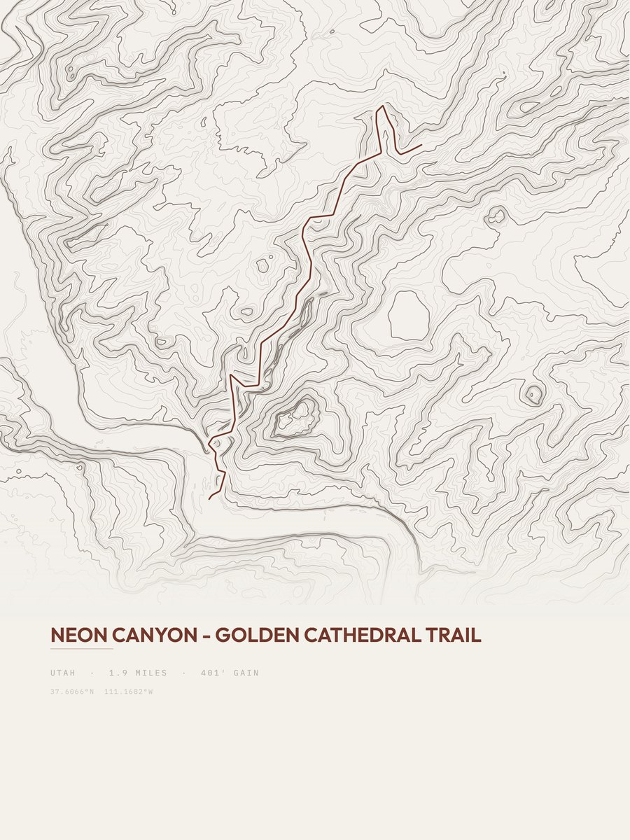 Golden Cathedral Trail Topographic print