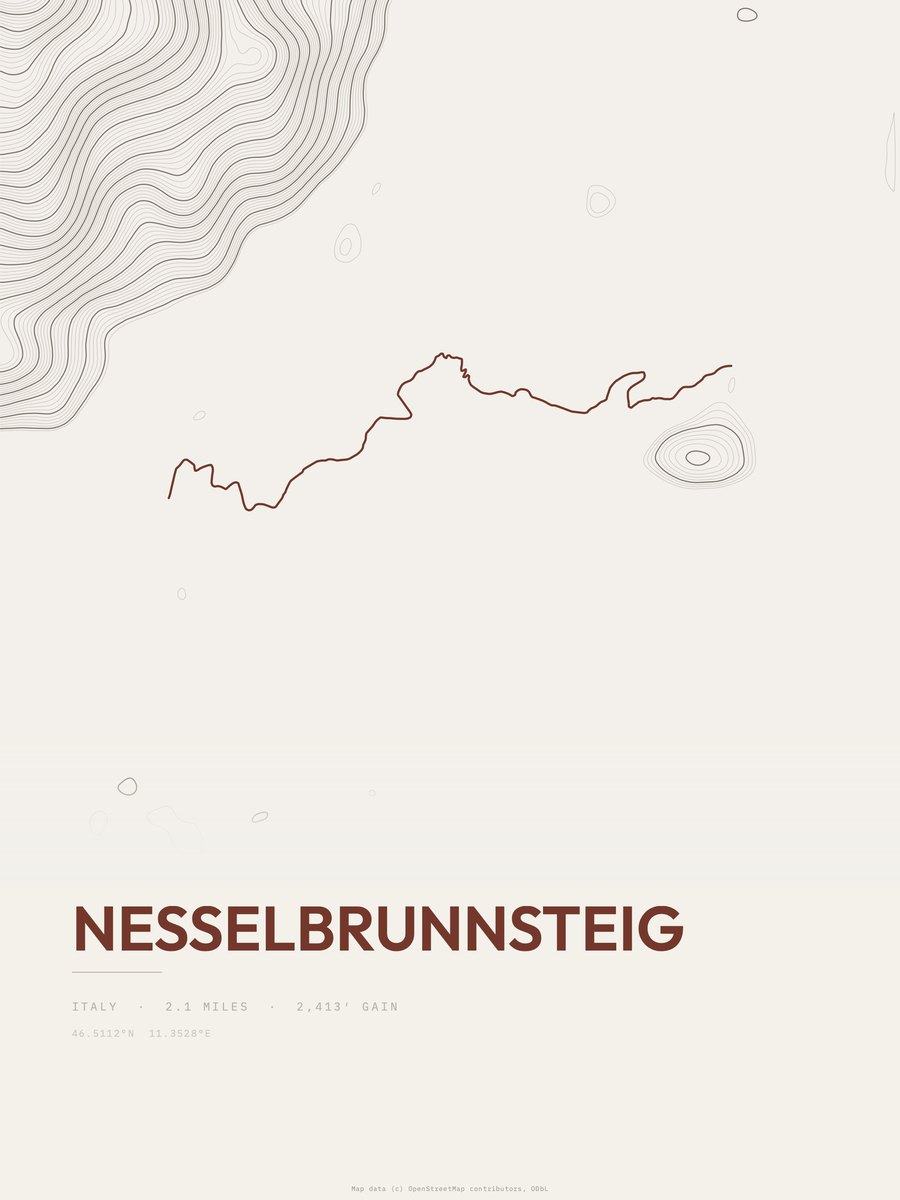 Nesselbrunnsteig Topographic print