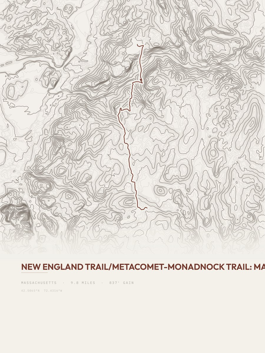 New England Trail topographic trail print