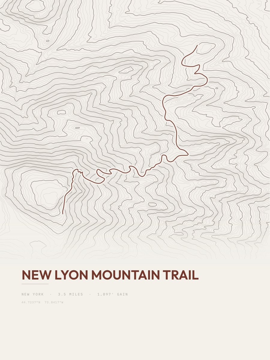 New Lyon Mountain Trail Topographic print