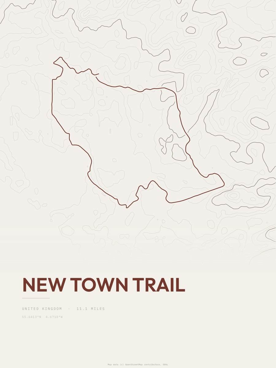 New Town Trail Topographic print