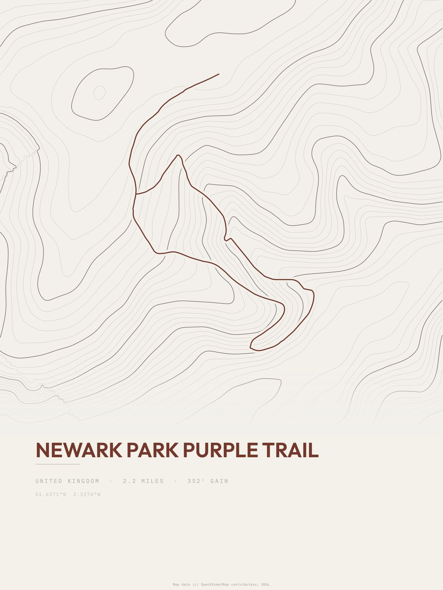 Newark Park Purple Trail topographic trail print