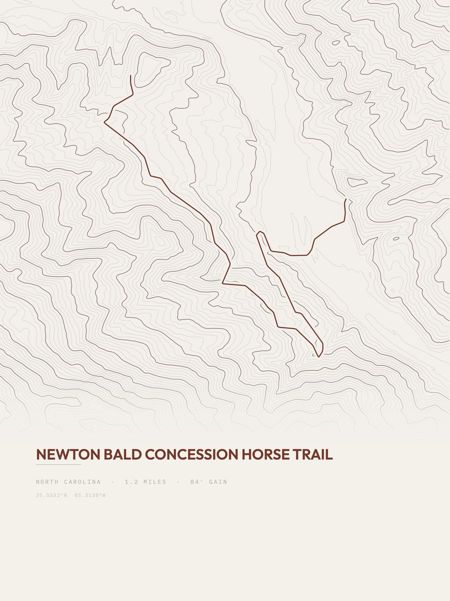 Newton Bald topographic trail print