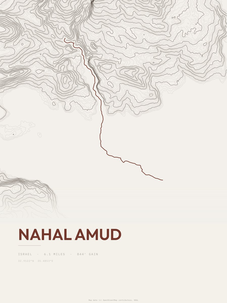 Nahal Amud topographic trail print