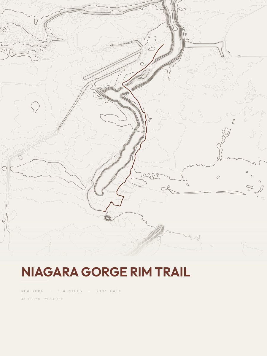 Niagara Gorge Rim Trail topographic trail print