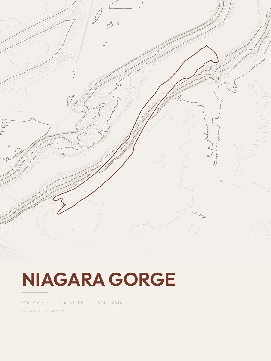 Niagara Gorge topographic trail print