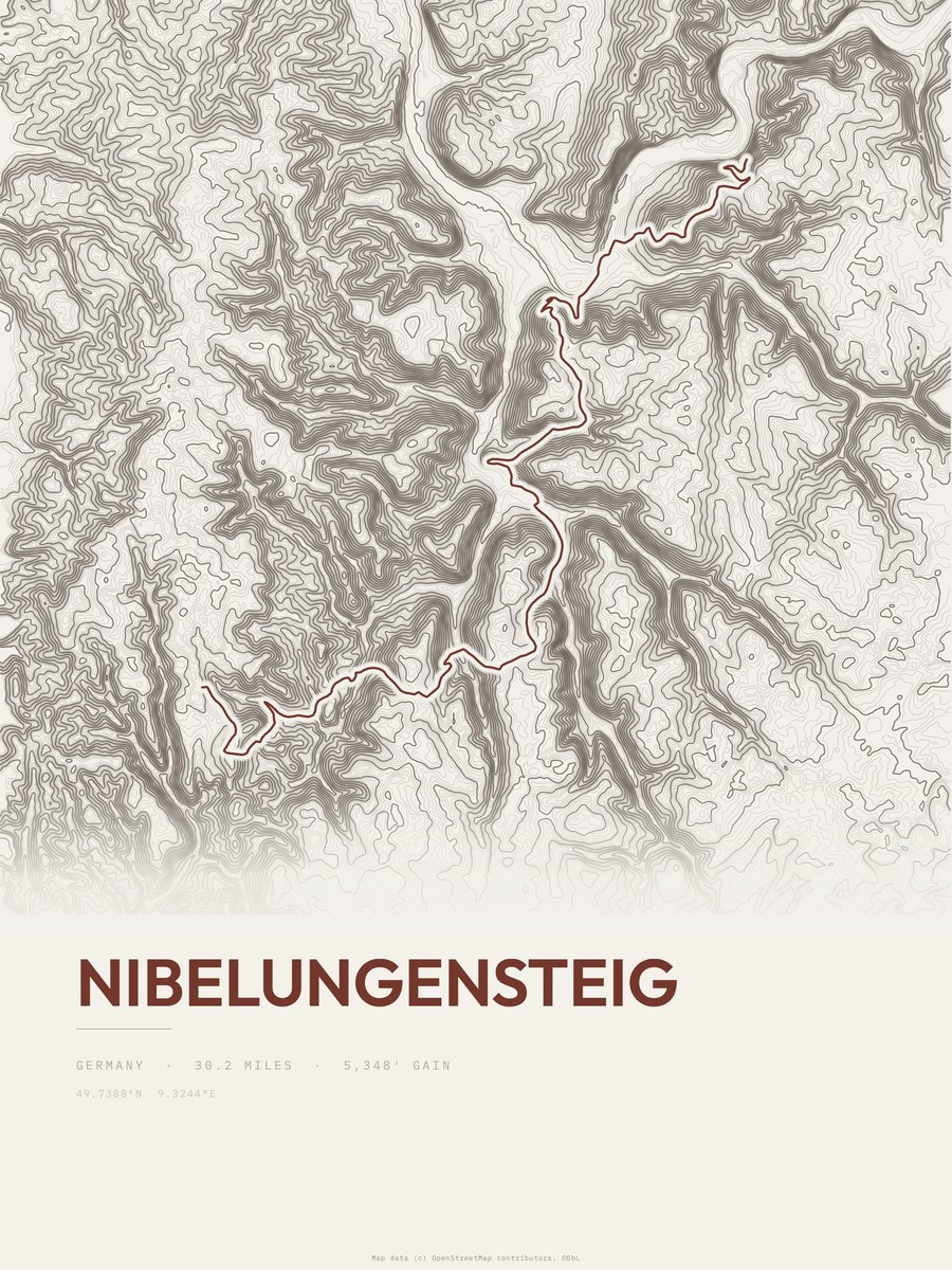 Nibelungensteig Topographic print