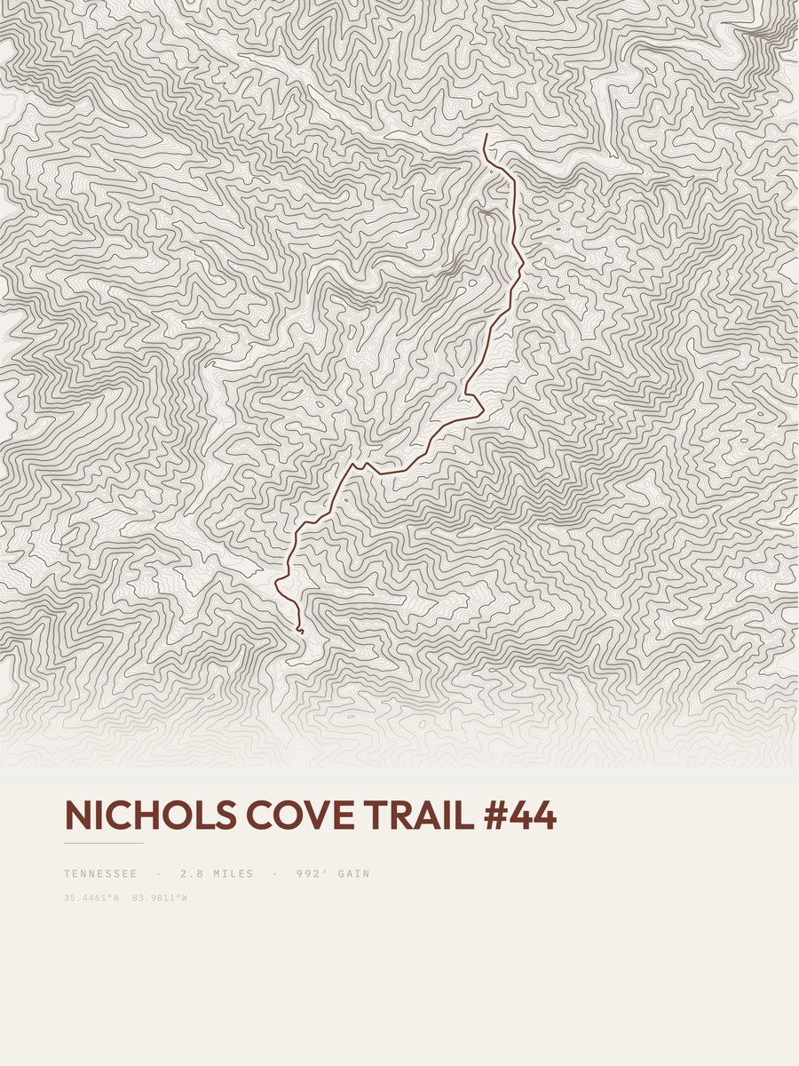 Nichols Cove Trail Topographic print