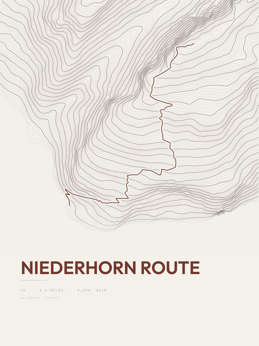 Niederhorn Route topographic trail print
