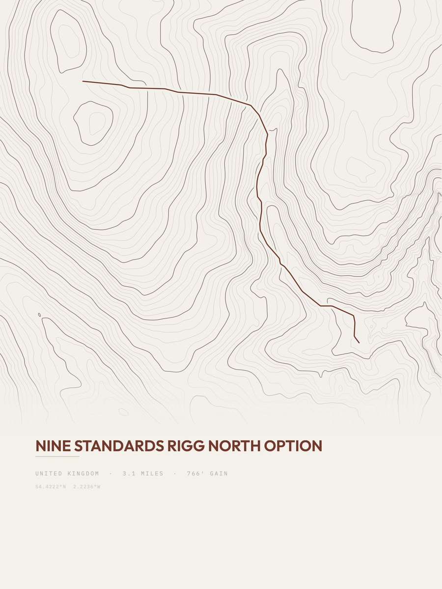 Nine Standards Rigg North Option topographic trail print