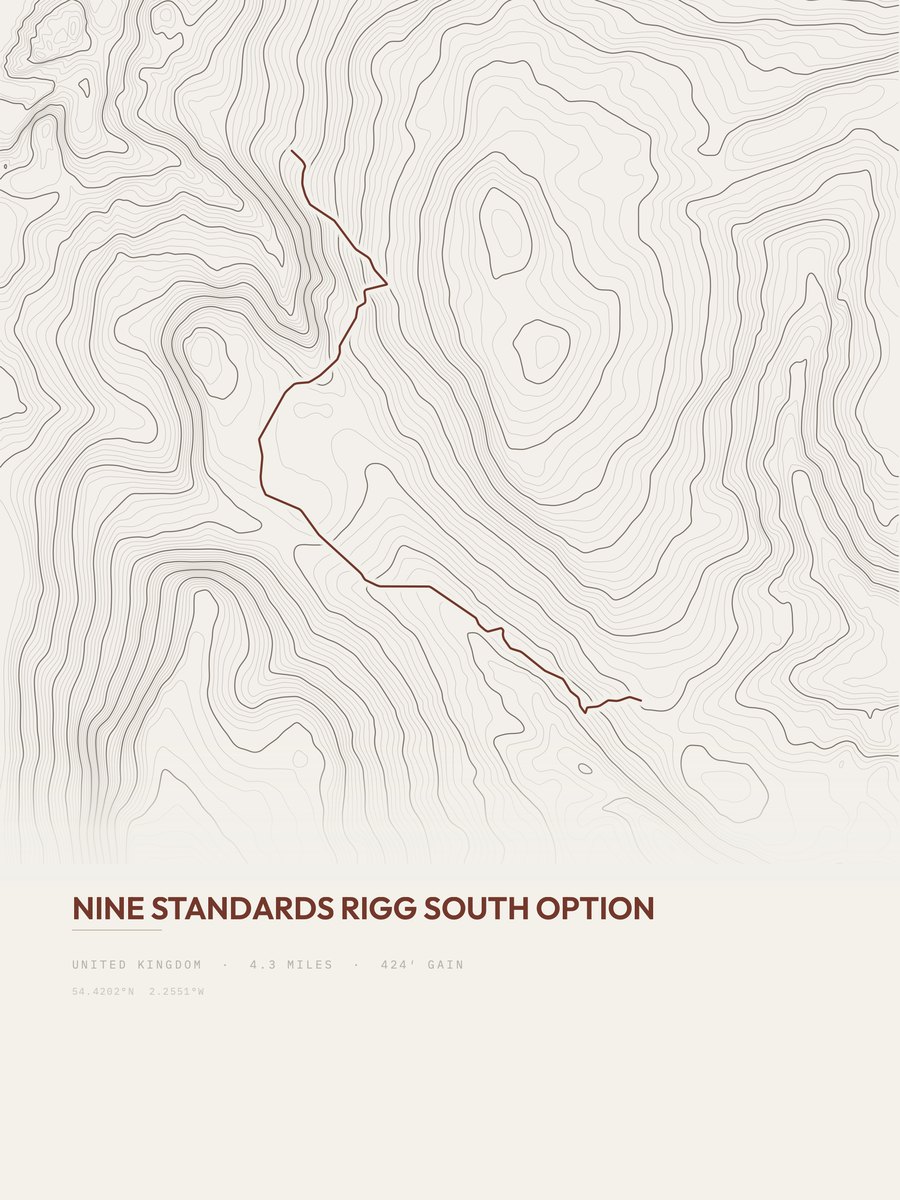 Nine Standards Rigg South Option topographic trail print