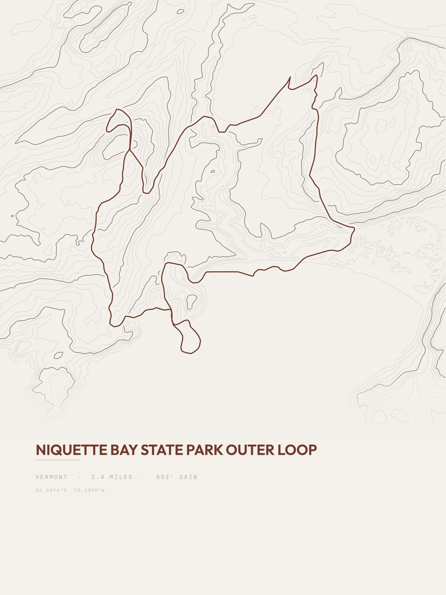 Niquette Bay State Park topographic trail print