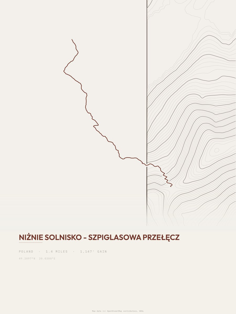 Szpiglasowa Przełęcz Topographic print