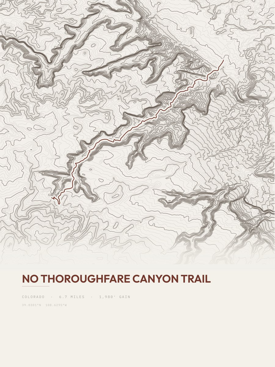 No Thoroughfare Canyon Trail Topographic print