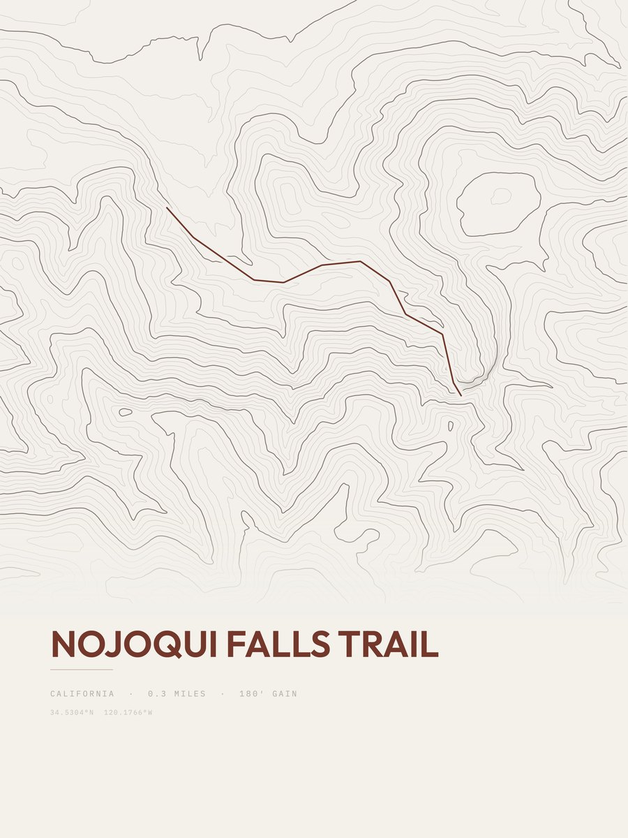 Nojoqui Falls Trail Topographic print