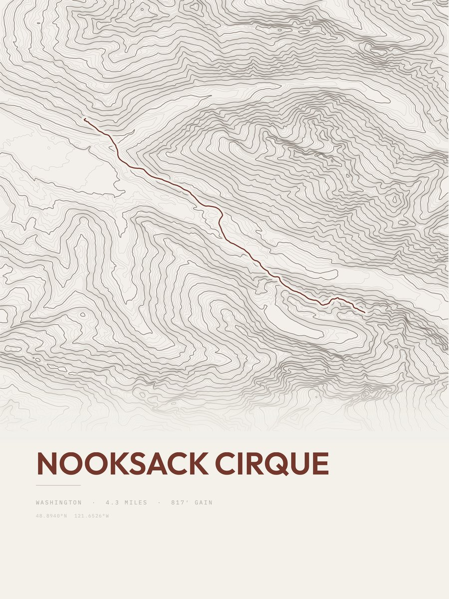 Nooksack Cirque topographic trail print
