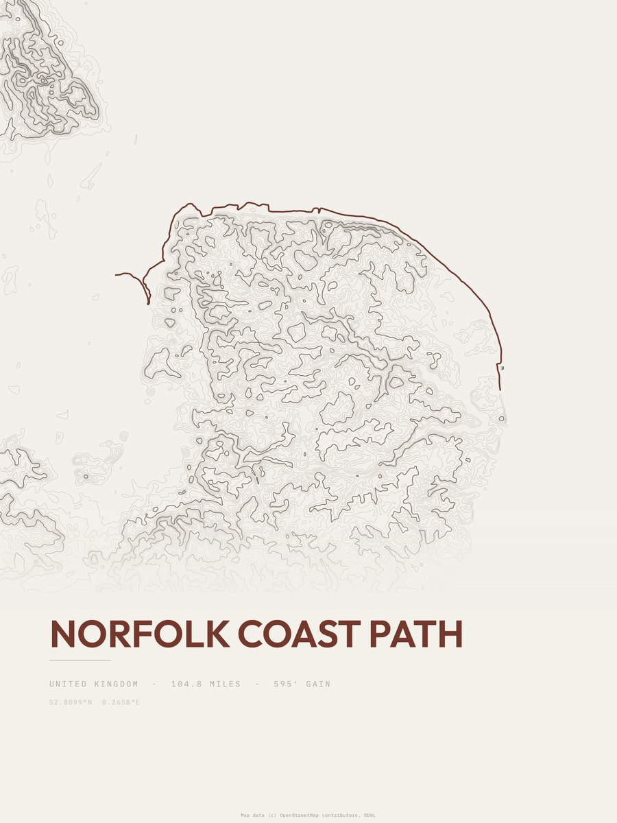 Norfolk Coast Path Topographic print