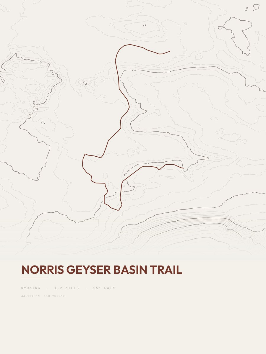 Norris Geyser Basin Trail Topographic print