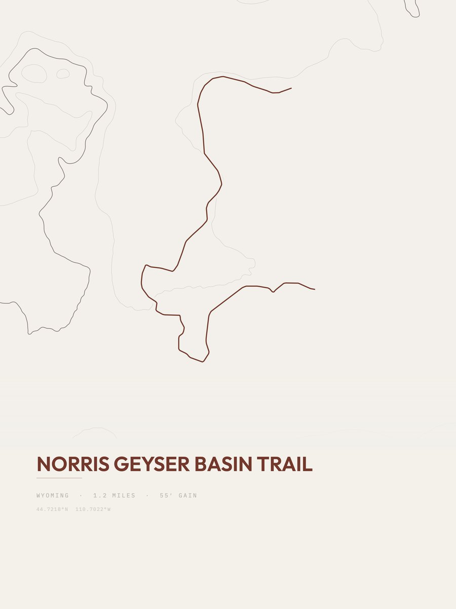 Norris Geyser Basin Trail topographic trail print