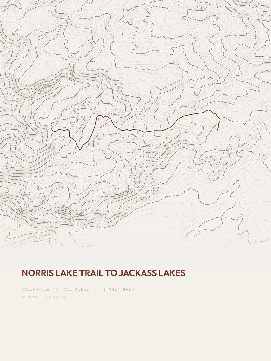 Jackass Lakes Topographic print
