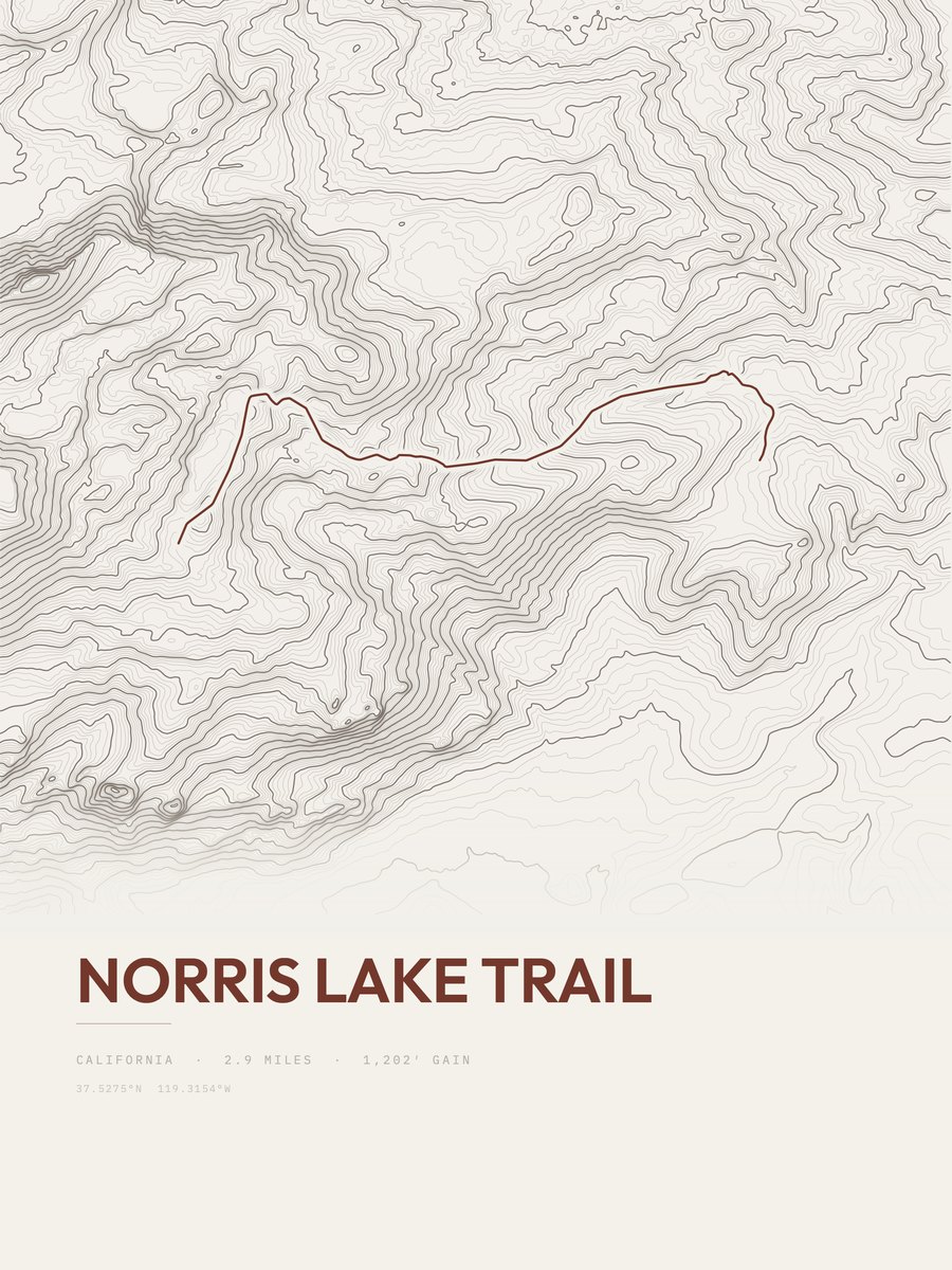 Norris Lake Trail Topographic print