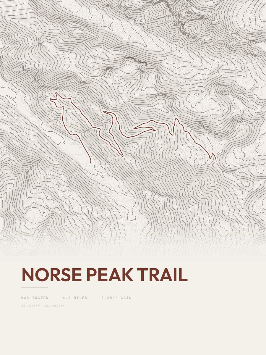 Norse Peak Trail Topographic print