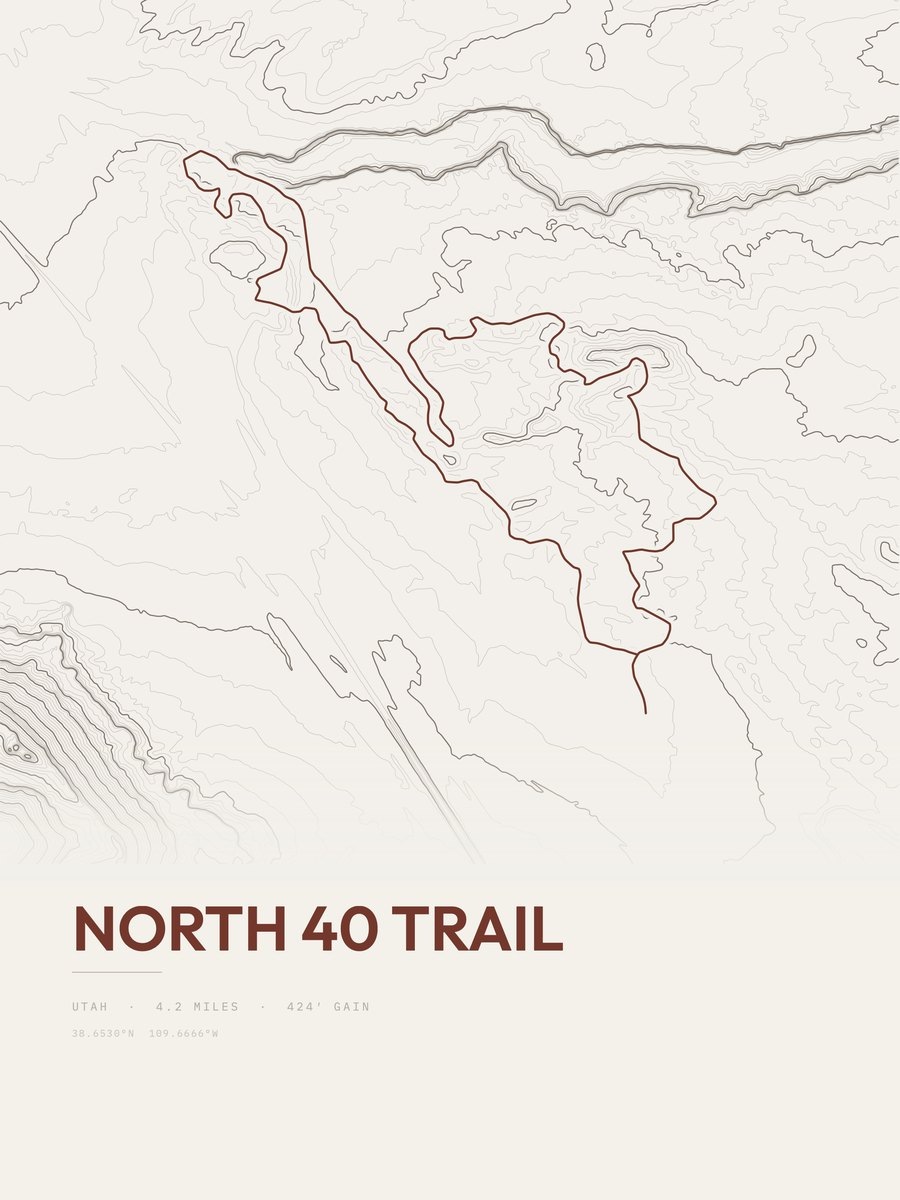 North 40 Trail Topographic print