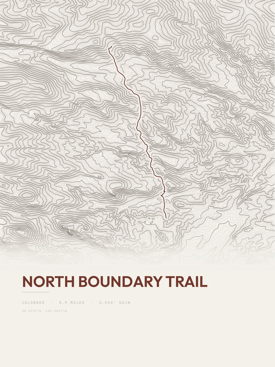 North Boundary Trail Topographic print